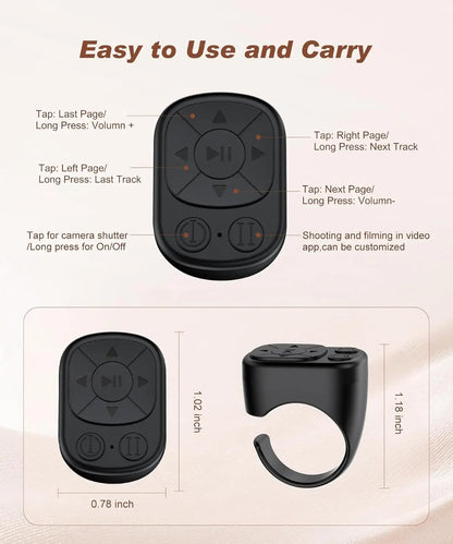 Anillo Control Remoto para TikTok - Bluetooth para iPhone y Android