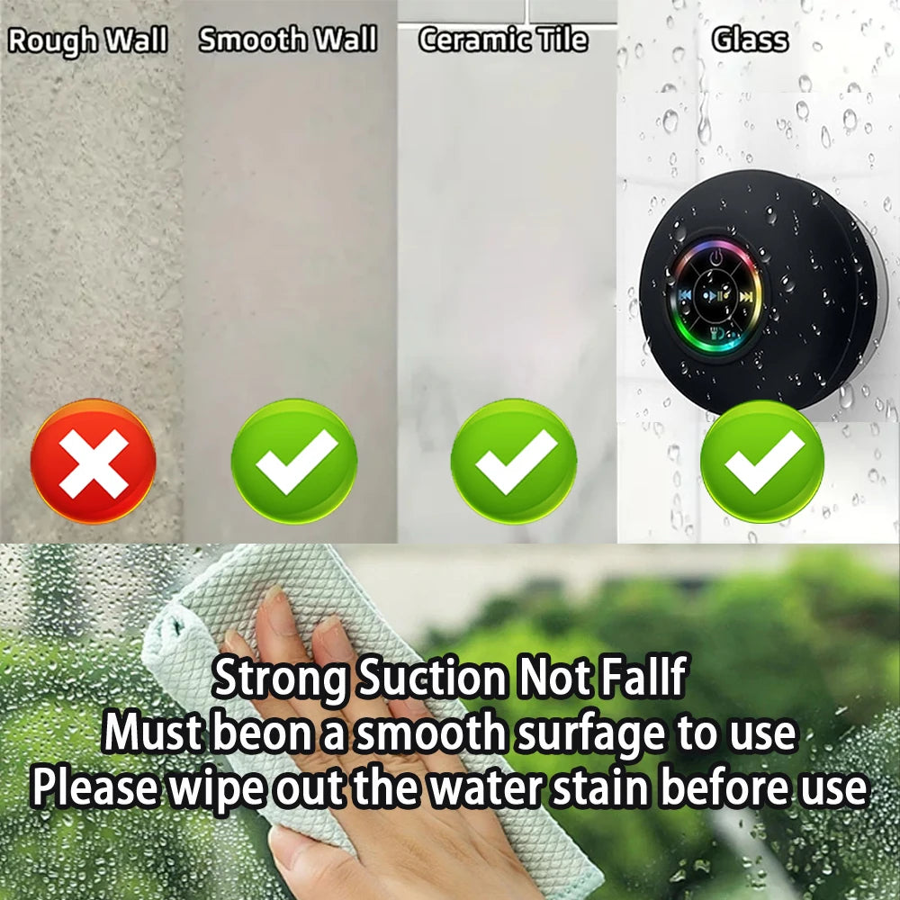 Altavoz Bluetooth Portátil con Ventosa - Resistente al Agua para Baño y Exterior