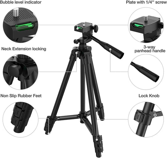 Trípode para Móvil 102cm con Mando Bluetooth - Soporte Universal para Foto y Vídeo